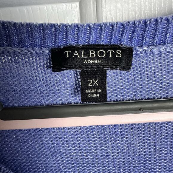 TALBOTS WOMAN Sleeveless Linen Sweater Vest Top Shell Plus Size 2x Blue Summer - Picture 2 of 7